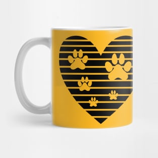Dog Love Heart with cute paw puppy care, pet friendly logo Mug